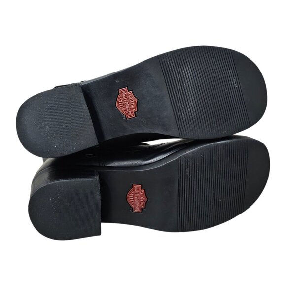 Harley Davidson Shelby Leather Buckle Zip Black Ankle Motorcycle Boots #83542 - Picture 11 of 14